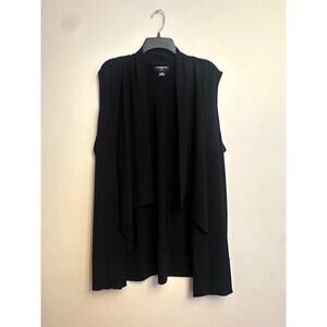 Liz Claiborne Career Woman Black Open Front Drape Vest Size 2X